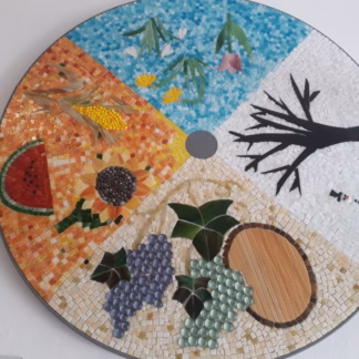 Mozaikozott asztallap  80 cm átm. 4 évszak