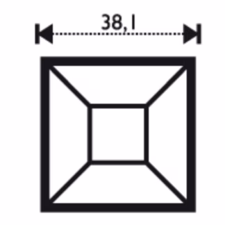 Fazettázott négyzet 3,81*3,81 cm