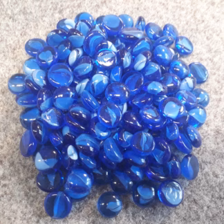 Üvegkavics áttetsző sötétkék-fehérrel  18/20 mm 500 gr.