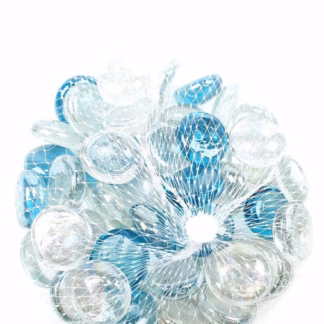 Üvegkavics áttetsző-kék mix 250 gr. 18/20 mm