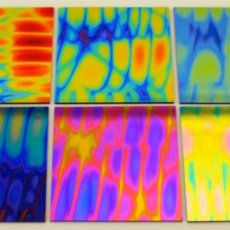 Dichroic COE90 Tie-Dye üveg fekete alapon ATF 10*10 cm