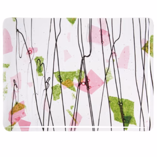 Bullseye 4114-00 3mm COE 90 pink és zöld fusing üveg 20*25 cm