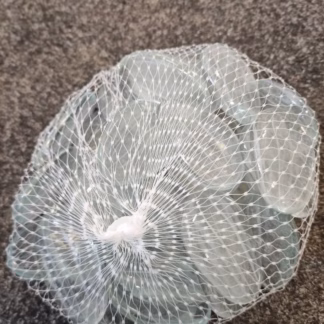 Üvegkavics áttetsző fehér csíkkal 30/40 mm 500 gr.