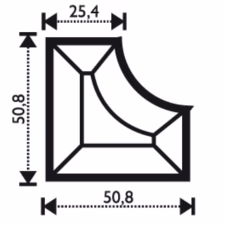 Fazettázott négyzet belső íves 5,1*5,1 cm