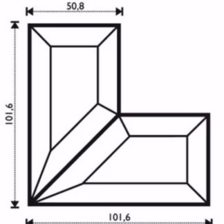Fazettázott sarokelem 10,1*10,1*5,08 cm