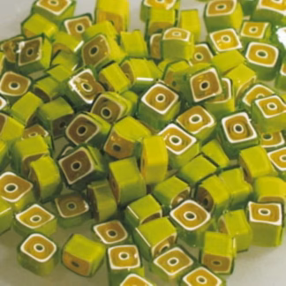 Millefiori COE 104 zöld-fehér szögletes szeletek