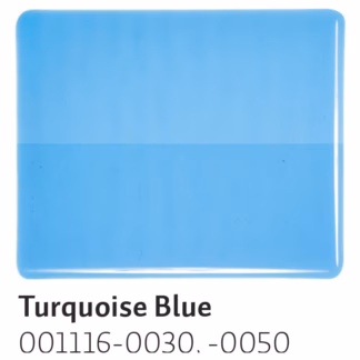 Bullseye 1116-30 3mm COE 90 áttetsző türkizkék fusing üveg