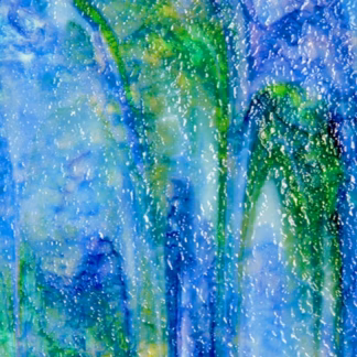 Uroboros 65-48 kékes-zöldes-fehéres rücskös félopál üveg