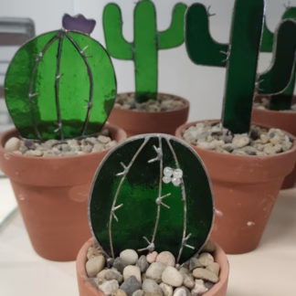 Mini kaktusz színesüvegből