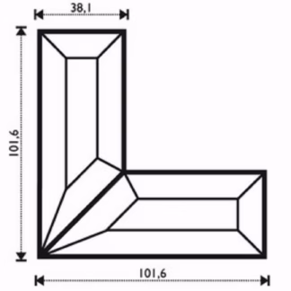 Fazettázott sarokelem 10,1*10,1*3,81 cm