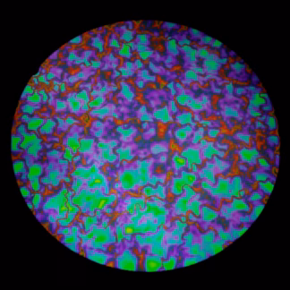 Dichroic COE96 STBKFEM fekete-kékes-zöldes-mintás kristályosodó üveg