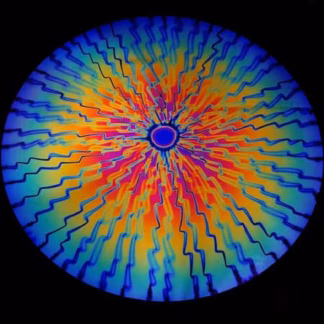 Dichroic COE96 STBVGMBTR fekete-szivárvány villámmintás üveg CBS